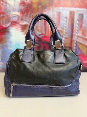 Walter Baker Black and Purple Leather Shoulder Bag